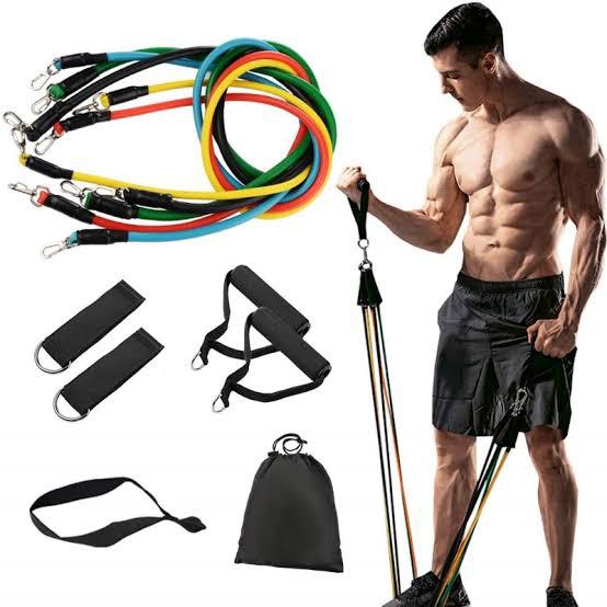 11-Piece Resistance Bands Set with Handles, Door Anchor & Ankle Straps | Home Gym Workout Kit1