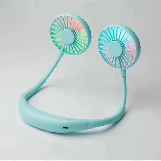 Portable Neck Fan Rechargeable USB Hands-Free Cooling Fan with LED Light