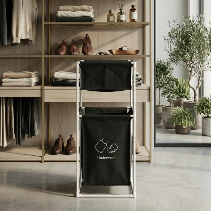 Dual Compartment Laundry Hamper | Foldable Laundry Basket