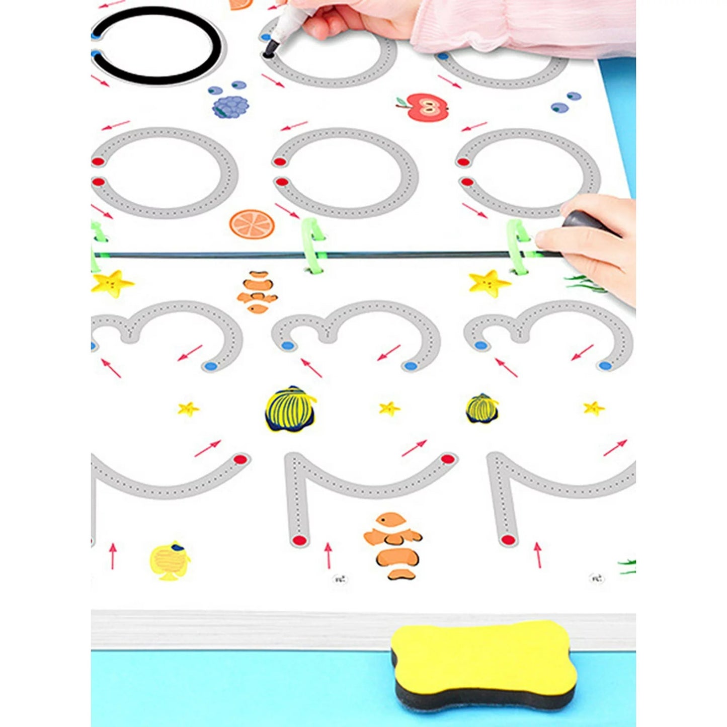 Magical Reusable Tracing Workbook Set for Kids | Alphabet, Numbers & Line Practice | Magic Pen Included