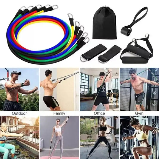 11-Piece Resistance Bands Set with Handles, Door Anchor & Ankle Straps | Home Gym Workout Kit1