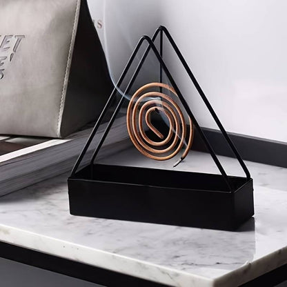 Simple Triangle-shaped Iron Mosquito Coil Holder Creative Hanging Or Standing Incense Burner - pack of 1
