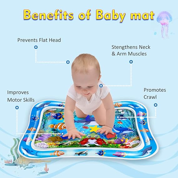 Inflatable Tummy Time Water Play Mat for Babies | Leakproof Sensory Activity Mat