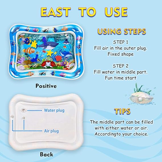 Inflatable Tummy Time Water Play Mat for Babies | Leakproof Sensory Activity Mat