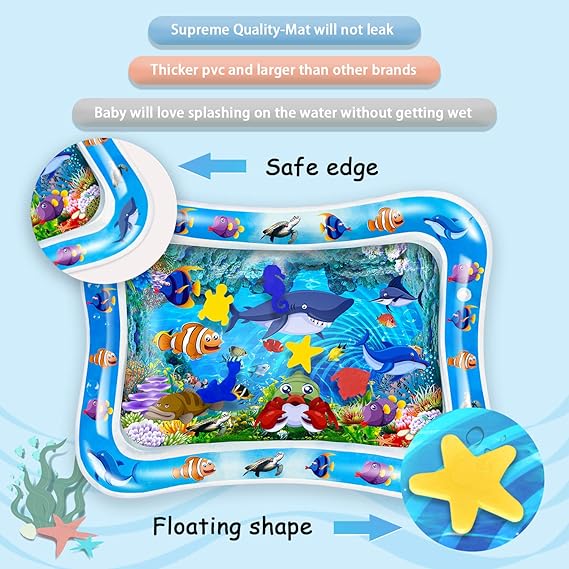 Inflatable Tummy Time Water Play Mat for Babies | Leakproof Sensory Activity Mat