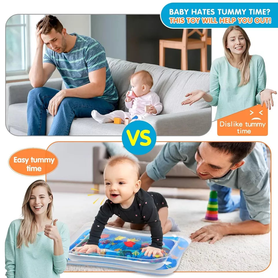Inflatable Tummy Time Water Play Mat for Babies | Leakproof Sensory Activity Mat