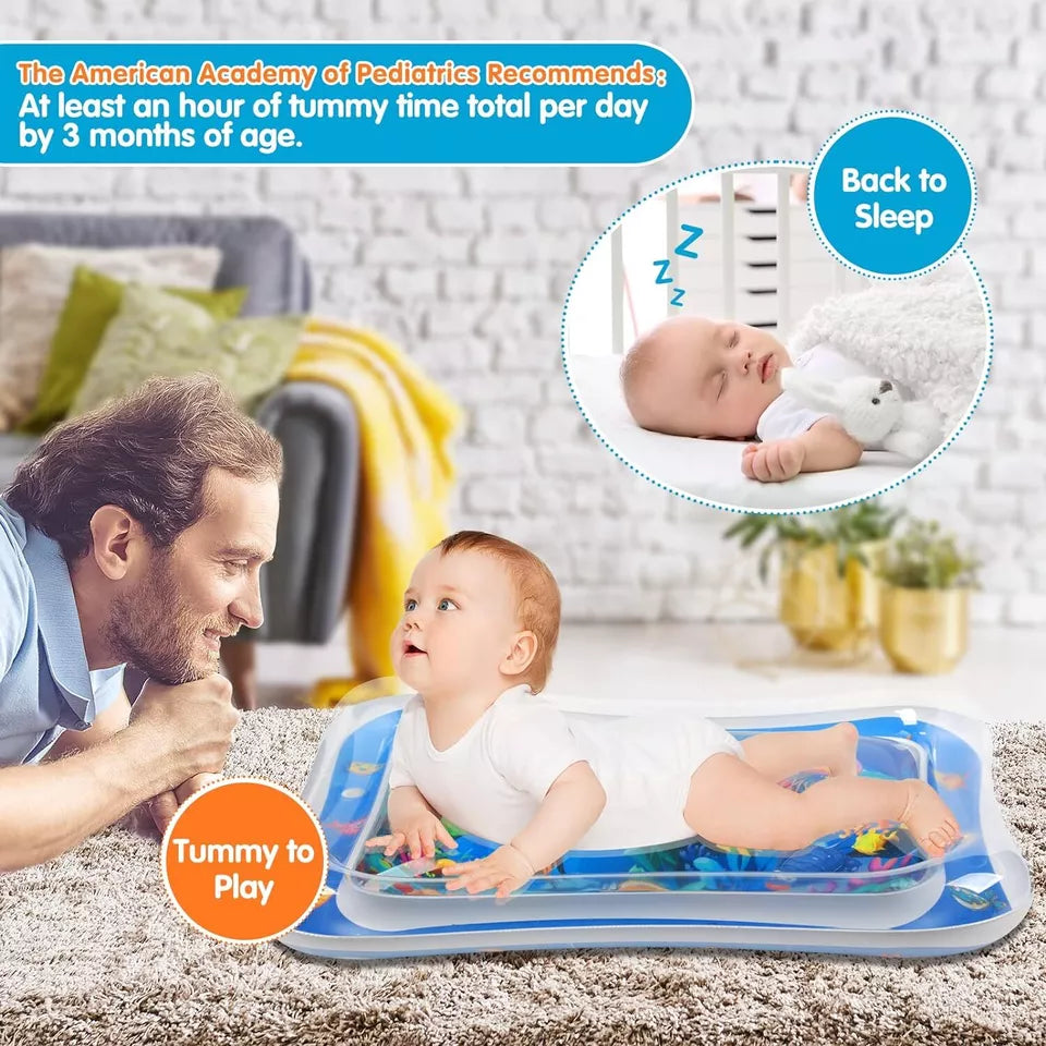 Inflatable Tummy Time Water Play Mat for Babies | Leakproof Sensory Activity Mat
