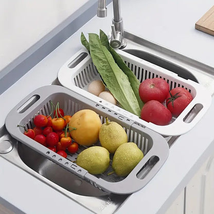Expandable Kitchen Sink Drain Basket | Adjustable Plastic Dish Drainer & Fruit Washing Basket