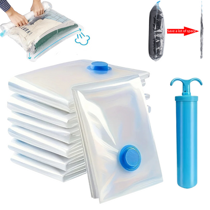 5-Pack Vacuum Storage Bags with Hand Pump | Space Saving Compression Bags for Clothes, Blankets & Travel