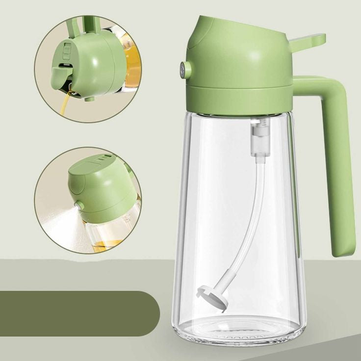 2-in-1 Oil Spray Bottle | 470ml Glass Oil Dispenser for Cooking, BBQ & Air Fryer