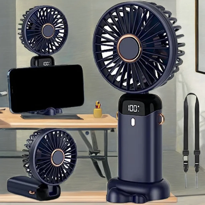 Rechargeable Mini Hand Fan with LED Display | 5 Speed Portable USB Fan