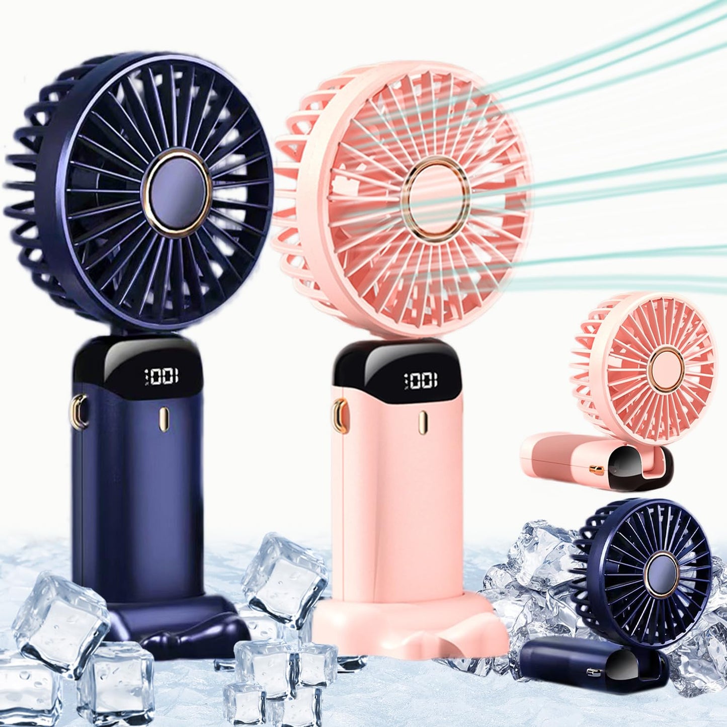 Rechargeable Mini Hand Fan with LED Display | 5 Speed Portable USB Fan