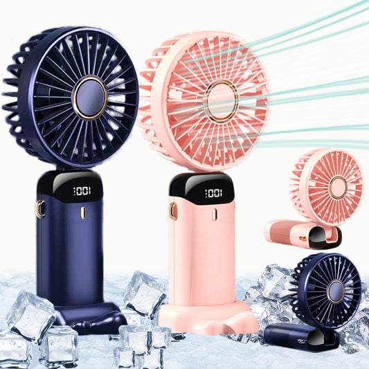 Rechargeable Mini Hand Fan with LED Display | 5 Speed Portable USB Fan