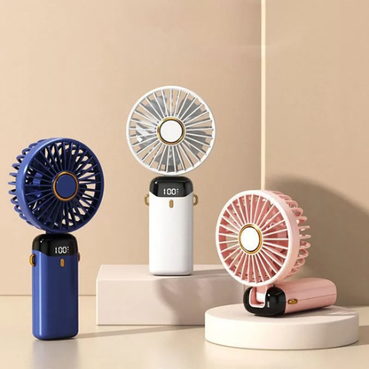 Rechargeable Mini Hand Fan with LED Display | 5 Speed Portable USB Fan