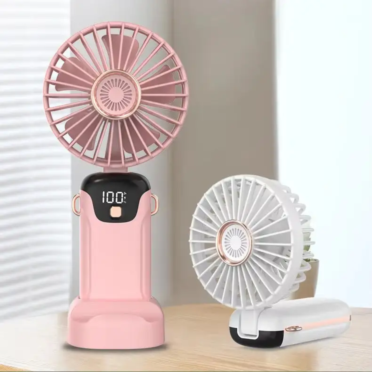 Rechargeable Mini Hand Fan with LED Display | 5 Speed Portable USB Fan