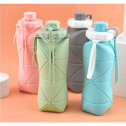 Silicone Foldable Water Bottle 600ml | Collapsible Travel Bottle | Pocket Size | BPA-Free