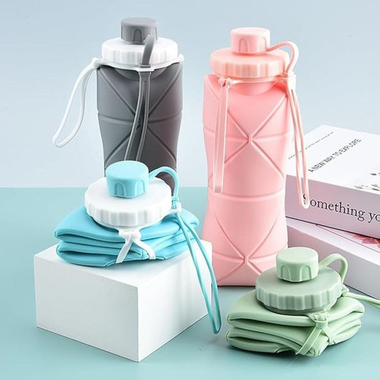 Silicone Foldable Water Bottle 600ml | Collapsible Travel Bottle | Pocket Size | BPA-Free