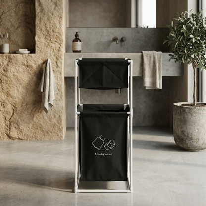 Dual Compartment Laundry Hamper | Foldable Laundry Basket