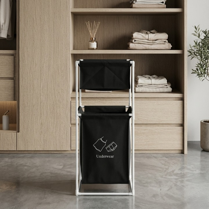 Dual Compartment Laundry Hamper | Foldable Laundry Basket