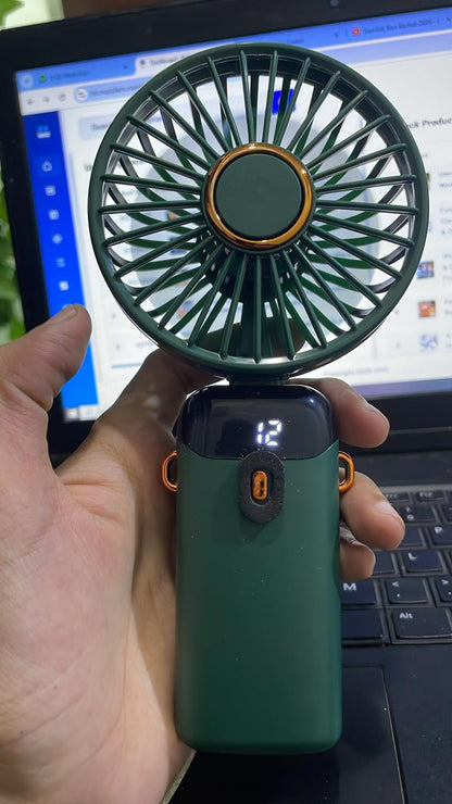 Rechargeable Mini Hand Fan with LED Display | 5 Speed Portable USB Fan
