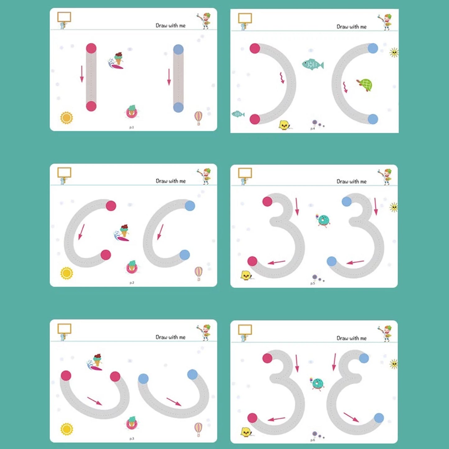 Magical Reusable Tracing Workbook Set for Kids | Alphabet, Numbers & Line Practice | Magic Pen Included
