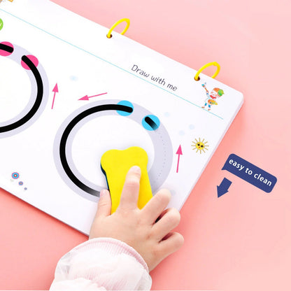 Magical Reusable Tracing Workbook Set for Kids | Alphabet, Numbers & Line Practice | Magic Pen Included