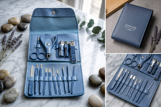 16-Piece Premium Personal Manicure & Pedicure Grooming Kit – Professional Stainless Steel Nail Clippers & Care Set with Travel Case