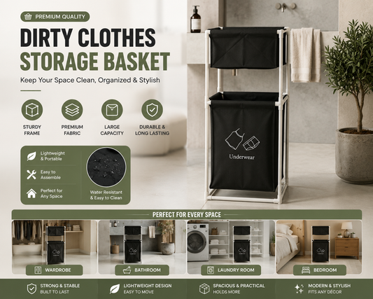 Dual Compartment Laundry Hamper | Foldable Laundry Basket