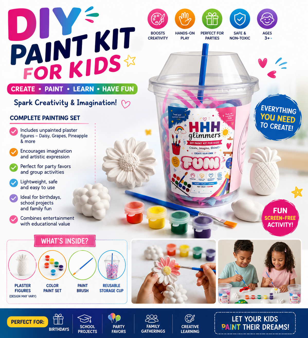 DIY Paint Kit for Kids – Creative Plaster Painting Set | Fun Learning Activity
