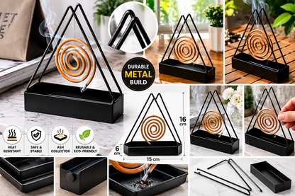 Simple Triangle-shaped Iron Mosquito Coil Holder Creative Hanging Or Standing Incense Burner - pack of 1