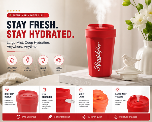 Mini USB Cup Humidifier | Portable Cool Mist Aroma Diffuser for Home, Office & Car