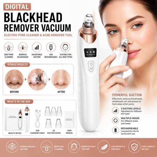 Digital Blackhead Remover Vacuum | Electric Pore Cleaner & Facial Acne Removal Tool