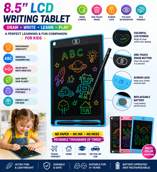 8.5 Inch LCD Writing Tablet for Kids | Reusable Drawing & Learning Board