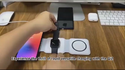 3-in-1 Magnetic Wireless Charging Station – 15W Fast Charger for iPhone, AirPods & Apple Watch