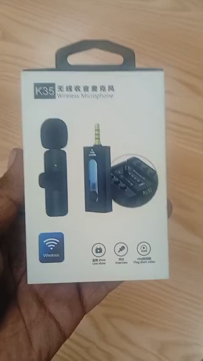 K35 Wireless Single Microphone – High-Quality 2.4GHz Lapel Mic Set with 3.5mm Receiver for Mobile Phones, Cameras, Speakers & Vlogging (Double Mic)