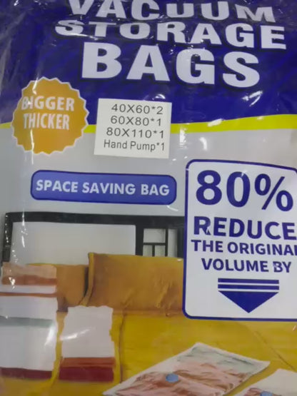 5-Pack Vacuum Storage Bags with Hand Pump | Space Saving Compression Bags for Clothes, Blankets & Travel