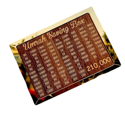 Umrah Saving Box - Box For Umrah Saving | Umrah Saving Box - Best Quality Umrah Saving Box - Umrah Saving Box Dark Brown, Wooden Money Box for Umrah - 210,000